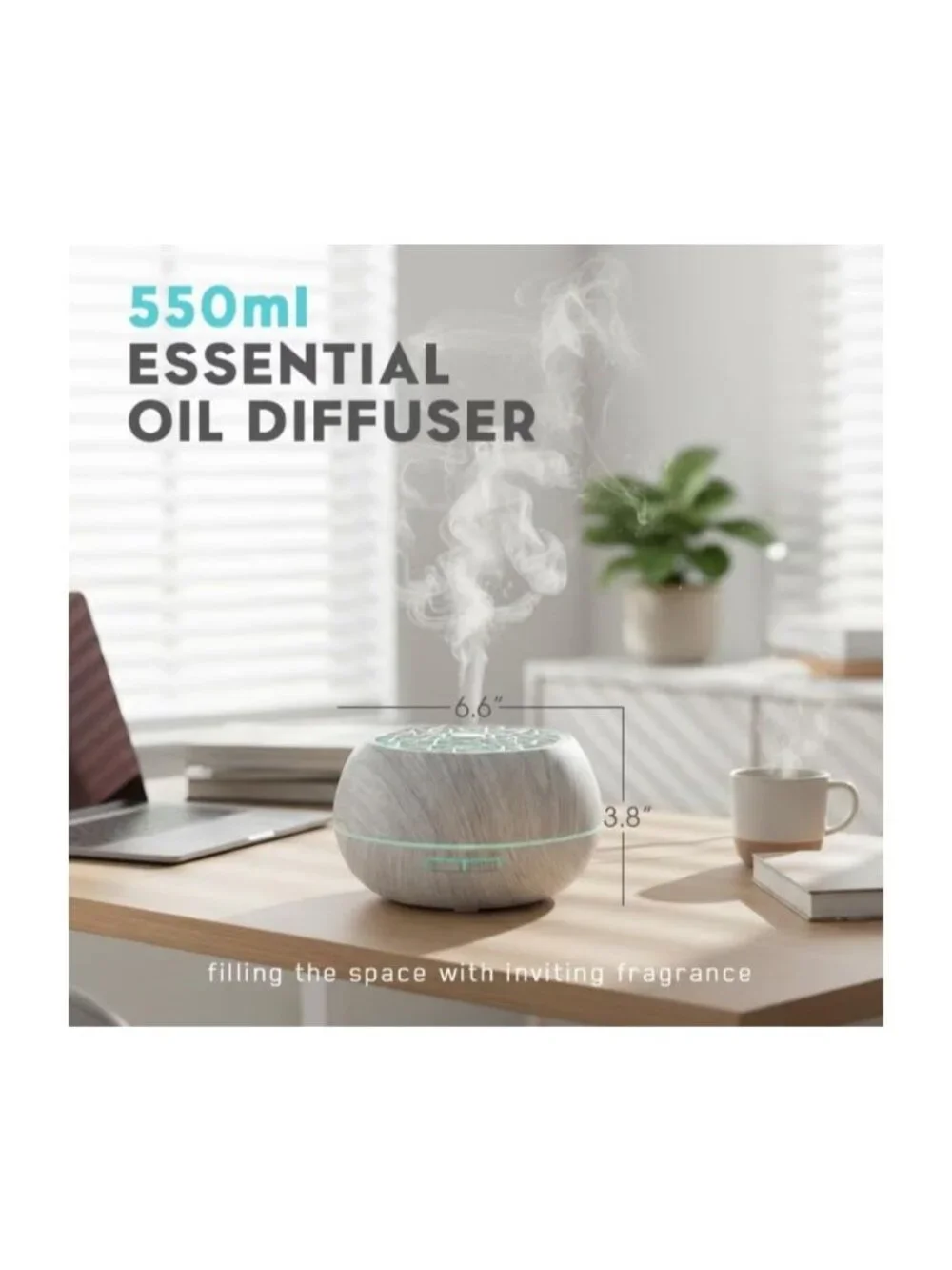 Essential Oil Diffuser Timer 7-Color LED Night Light Remote Control Auto-Off